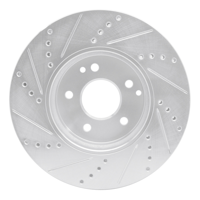 Chrysler CrossFIRE Brake Rotor (1) - Front Right - R1 Concepts - Drilled & Slotted - Silver - `96-`11